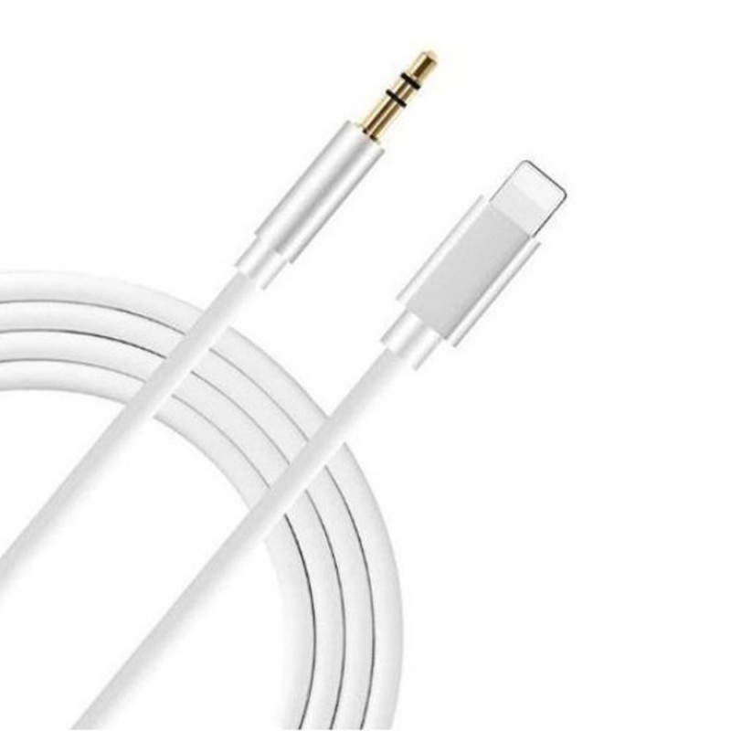Кабел AUX bSmart, Lightning към мъжко 3.5мм, Бял