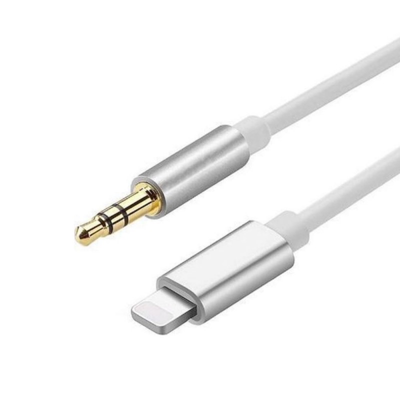 Кабел AUX bSmart, Lightning към мъжко 3.5мм, Бял