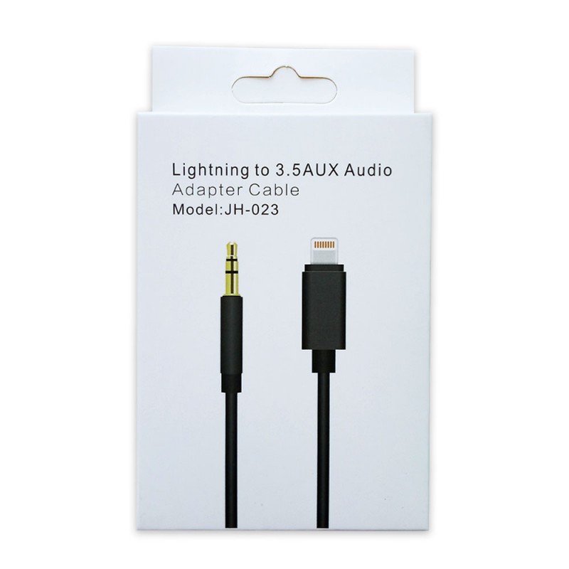Кабел AUX bSmart, Lightning към мъжко 3.5мм, Бял