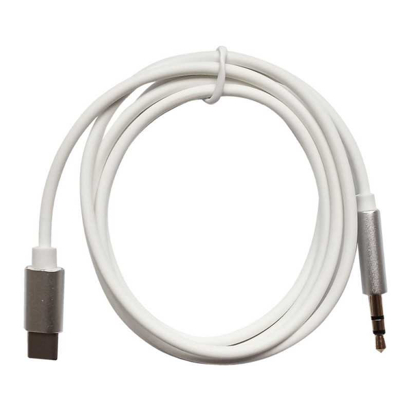 Кабел AUX MBX с 2 pins, Мъжко 3.5мм към Type C, Бял
