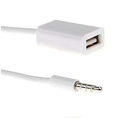 Кабел AUX MBX, Женско USB Към 3.5мм жак, Бял
