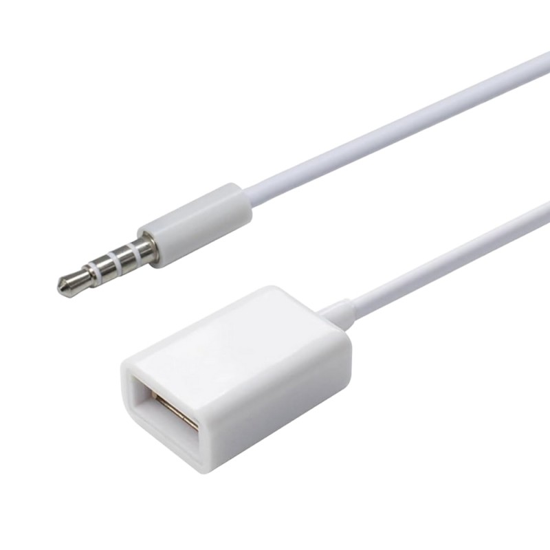 Кабел AUX MBX, Женско USB Към 3.5мм жак, Черен/Бял