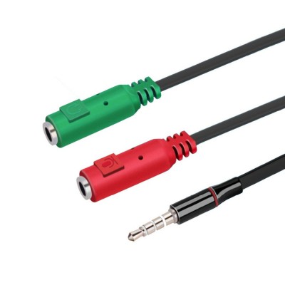 Кабел AUX splitter плосък с 3 pins MBX, Черен