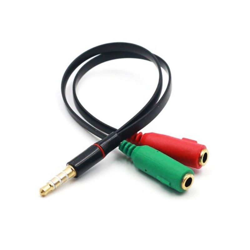 Кабел AUX splitter плосък с 3 pins MBX, Черен