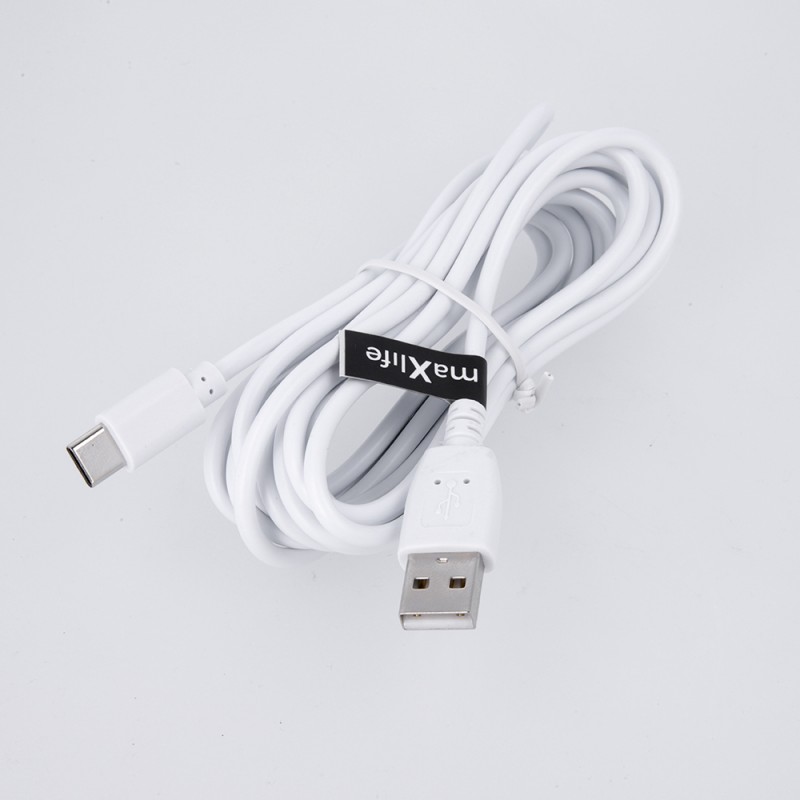 Кабел USB Maxlife 3м в кутия 2A, Type C, Бял