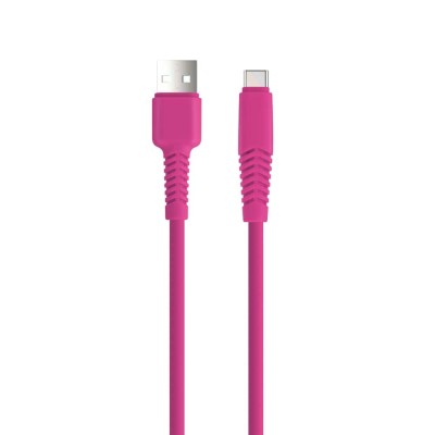 Кабел USB-A - USB-C, Setty Barbie Style 1.5м 2.1A с подсилени конектори, Цикламен