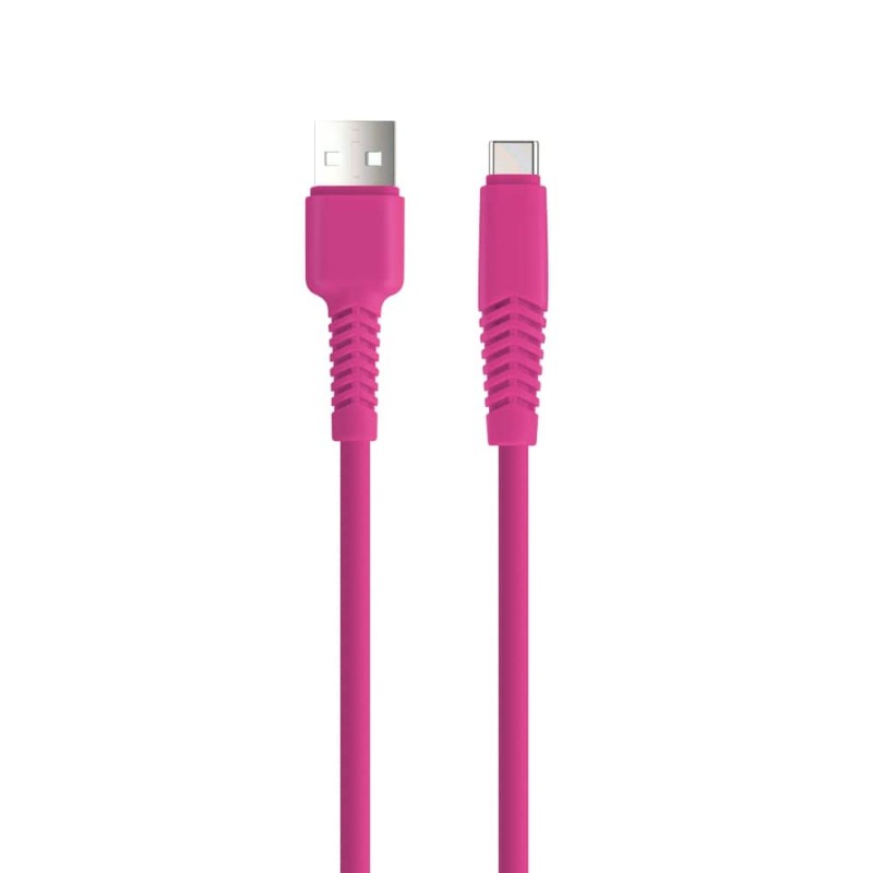 Кабел USB Setty Barbie Style 1.5м, 2.1A, USB-Type C, с подсилени конектори, Цикламен
