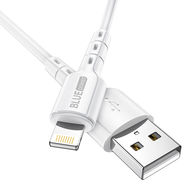 Кабел USB BLUE Power BLDU01 Novel 1м в кутия 2.4A, Lightning, Бял