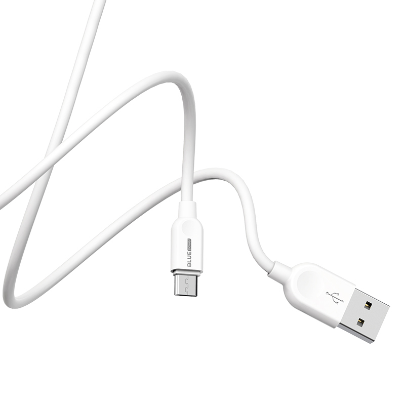 Кабел USB BLUE Power BM2BX14 LinkJet 2м в кутия 3A, Micro USB, Бял