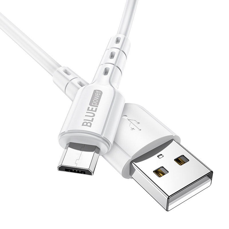 Кабел USB BLUE Power BMDU01 Novel 1м в кутия 2.4A, Micro USB, Бял