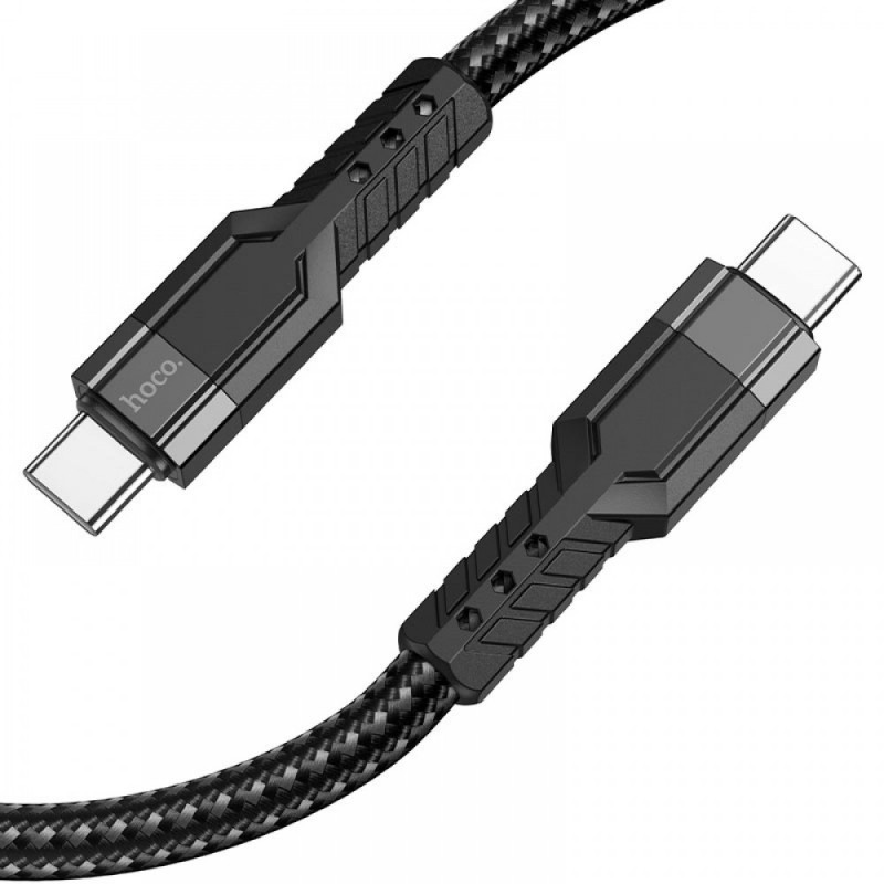 Кабел USB-C - USB-C, HOCO U110, 60W, 3A, 1.2м, екстра устойчив, Черен