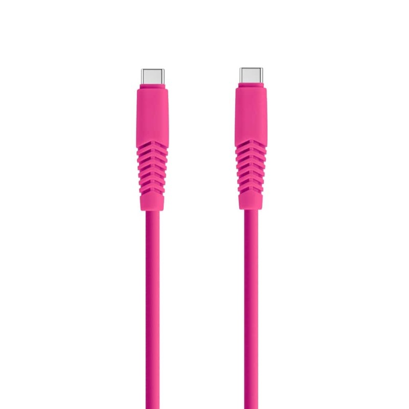 Кабел USB Setty Barbie Style 1.5м, 2.1A, Type C-Type C, с подсилени конектори, Цикламен