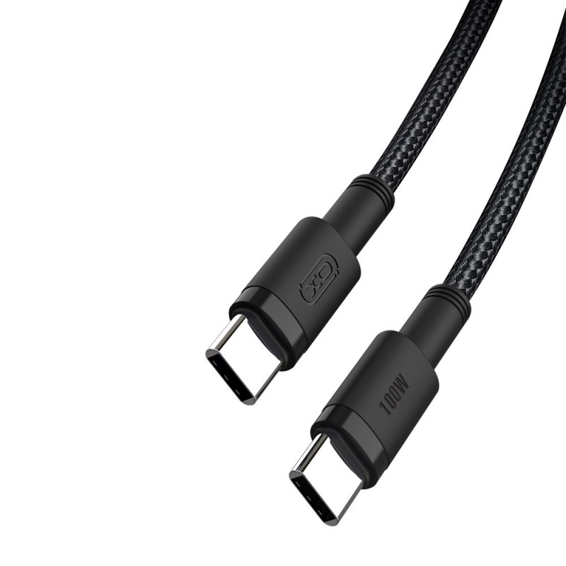 Кабел USB XO NB-Q199 плетен Type C-Type C, 1,5м в кутия 100W, Черен