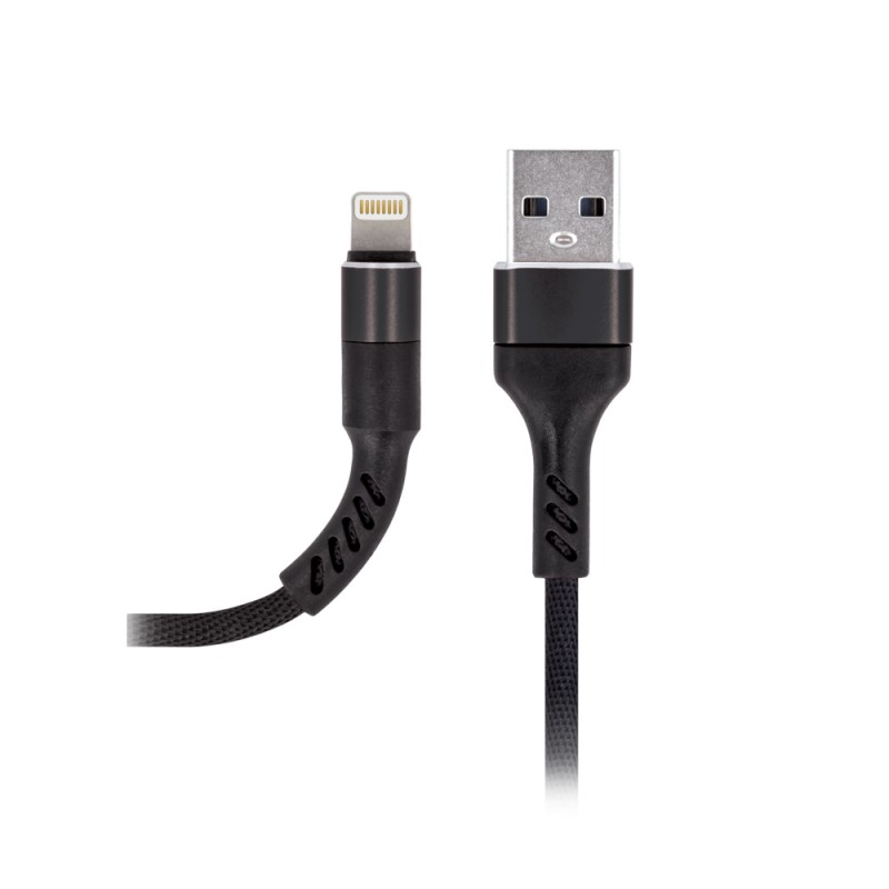 Кабел USB Maxlife MXUC-01 1м в кутия 2A плетен с подсилени конектори, Lightning за iPhone, Черен