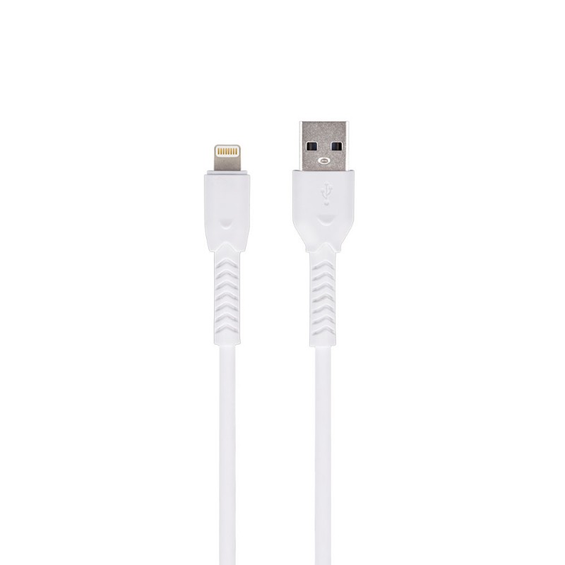 Кабел USB Maxlife MXUC-04 1м в кутия 3A с подсилени конектори, Lightning за iPhone, Бял