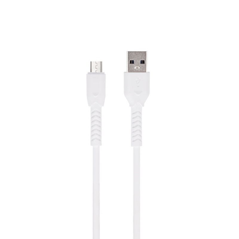 Кабел USB Maxlife MXUC-04 1м в кутия 3A с подсилени конектори, Micro USB, Бял