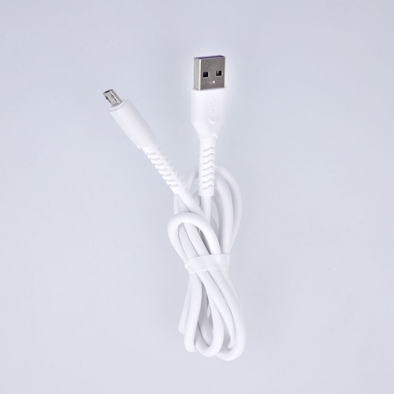 Кабел USB Maxlife MXUC-04 1м в кутия 3A с подсилени конектори, Micro USB, Бял