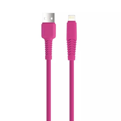 Кабел USB - Lightning, Setty Barbie Style 1.5м 2.1A за iPhone с подсилени конектори, Цикламен