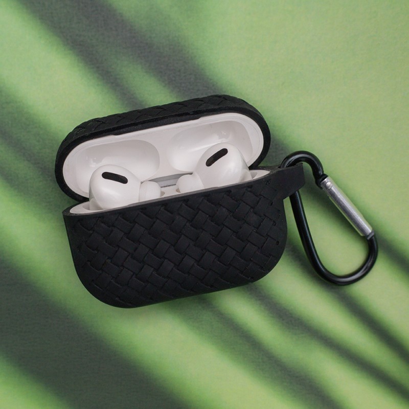 Калъф силиконов за Airpods 1/2 слушалки Braid, Черен