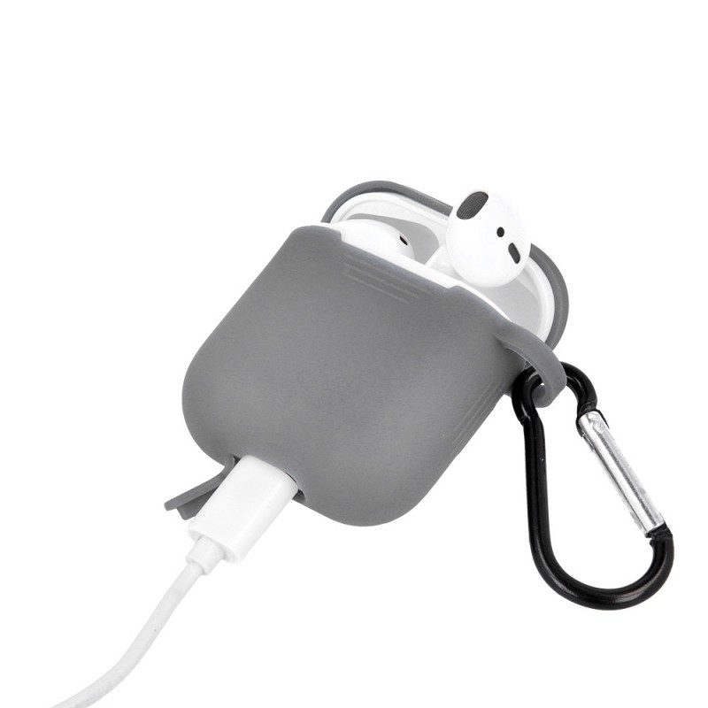 Калъф силиконов за Airpods 1/2 слушалки bSmart, Сив