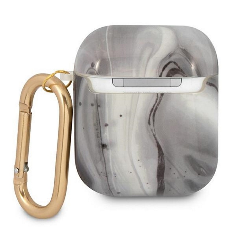 Калъф силиконов за Airpods 1/2 слушалки Guess Marble Collection, Черен