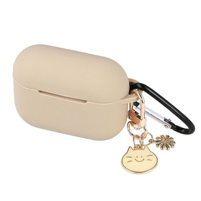 Калъф силиконов за Airpods 3 слушалки bSmart с висулка коте, Бежов