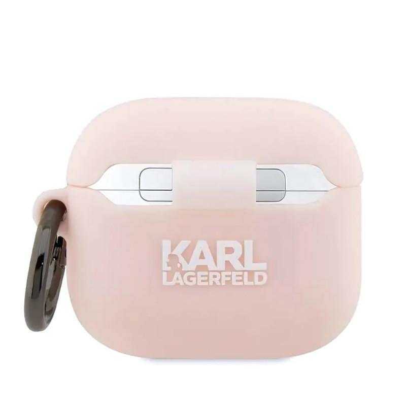 Калъф силиконов за Airpods 3 слушалки Karl Lagerfeld white 3D Silicone NFT Karl, Розов