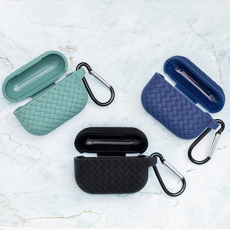 Калъф силиконов за Airpods Pro слушалки Braid, Черен