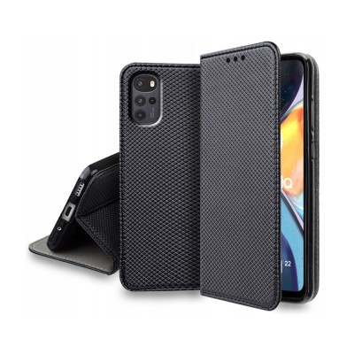 Калъф тефтер флип bSmart Magnet Book страничен, За Motorola Moto G22, Черен