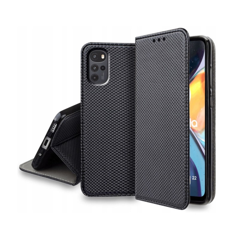 Калъф тефтер флип bSmart Magnet Book страничен, За Motorola Moto G22, Черен