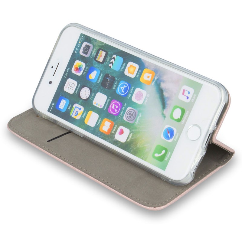 Калъф тефтер флип bSmart Magnetic Book страничен, За iPhone 14 (6.1), Розово-златен