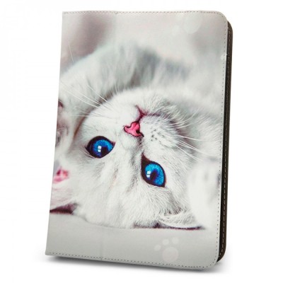 Калъф за таблет MBX Fashion универсален 7-8" инча, Многоцветен, Бяло котенце