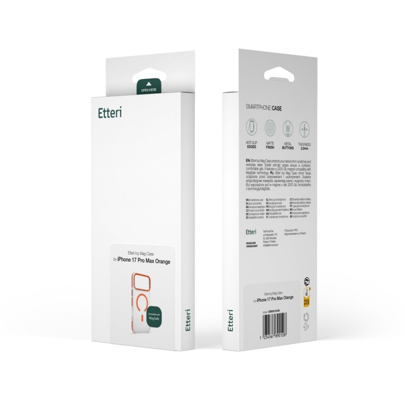 Кейс Etteri Icy Mag case, За iPhone 17 Pro Max (6.9), Оранжев