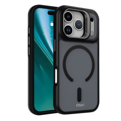 Кейс Etteri Morning Fog с Magsafe и стойка, За iPhone 17 Pro Max (6.9), Черен