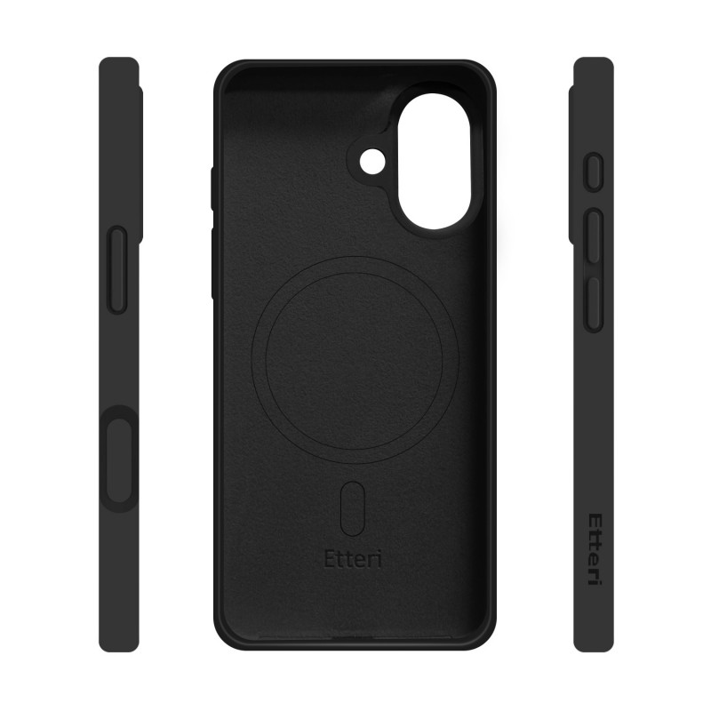 Кейс Etteri Silicone Mag case, За iPhone 17 (6.3), Черен