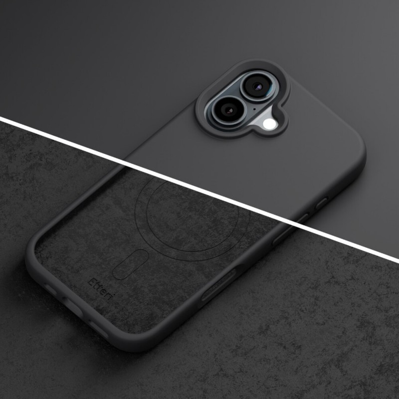 Кейс Etteri Silicone Mag case, За iPhone 17 (6.3), Черен