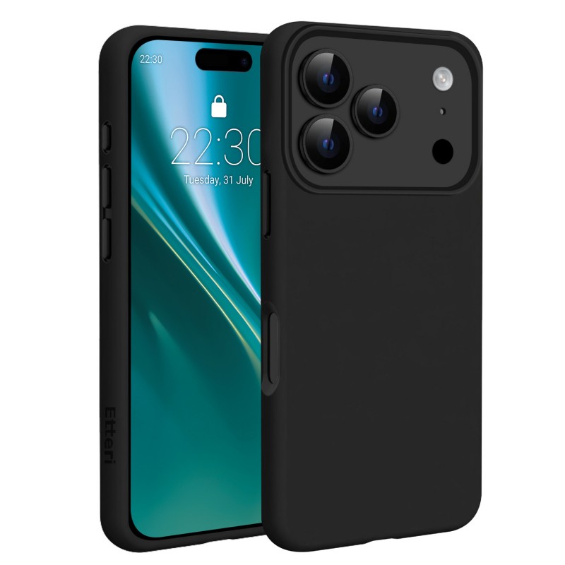 Кейс Etteri Silicone Mag case, За iPhone 17 Pro (6.3), Черен