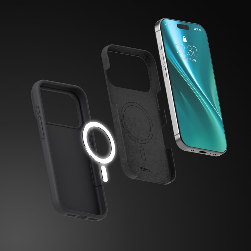 Кейс Etteri Silicone Mag case, За iPhone 17 Pro Max (6.9), Черен