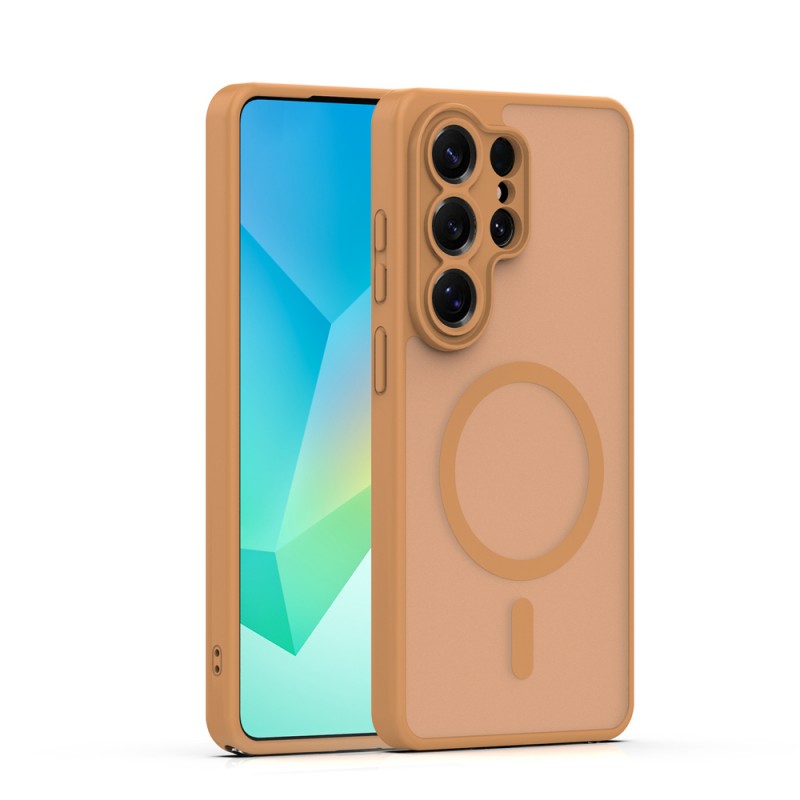 Кейс Mag Matt с отвори за камерите за Samsung Galaxy S26 Ultra светлокафяв