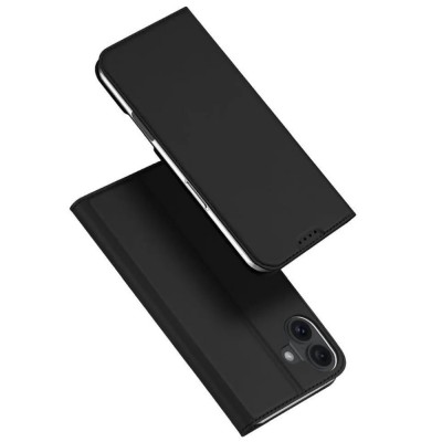 Кожен калъф тефтер Dux Ducis SKIN PRO, За iPhone 16 (6.1), Черен