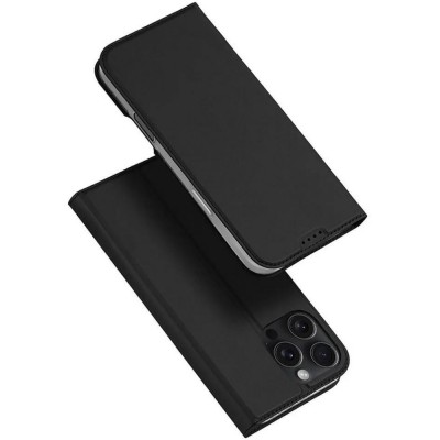 Кожен калъф тефтер Dux Ducis SKIN PRO, За iPhone 16 Pro (6.3), Черен