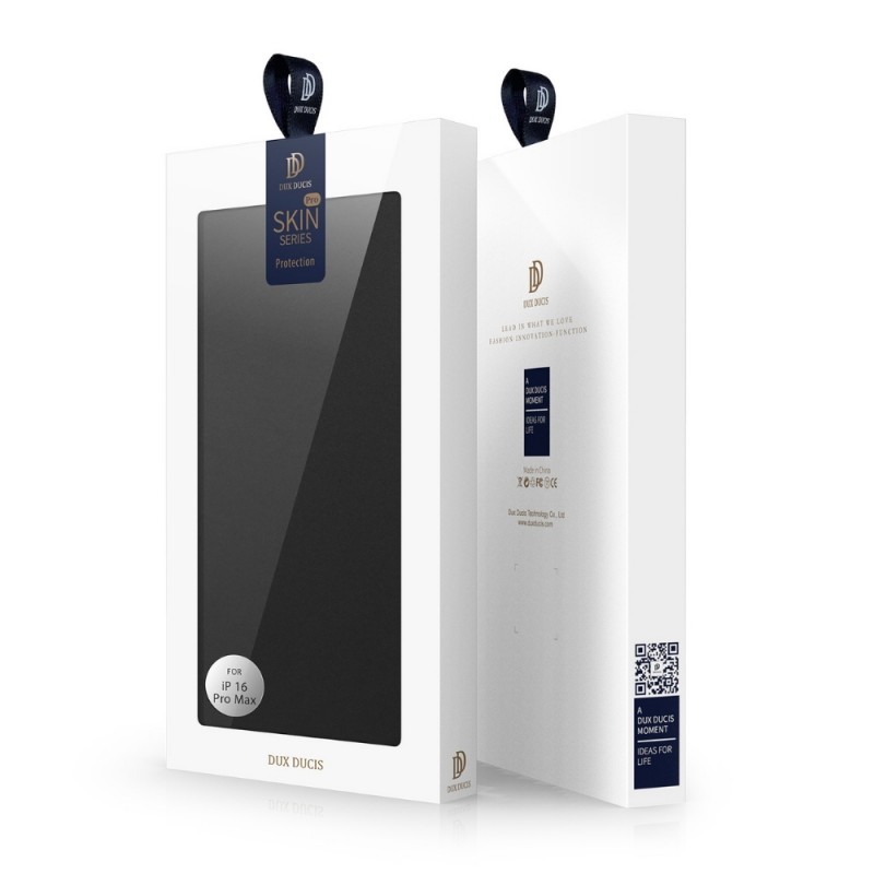 Кожен калъф тефтер Dux Ducis SKIN PRO, За iPhone 16 Pro (6.3), Черен