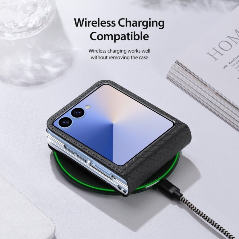 Кожен кейс Dux Ducis BRIL, За Samsung Galaxy Z Flip7, Черен