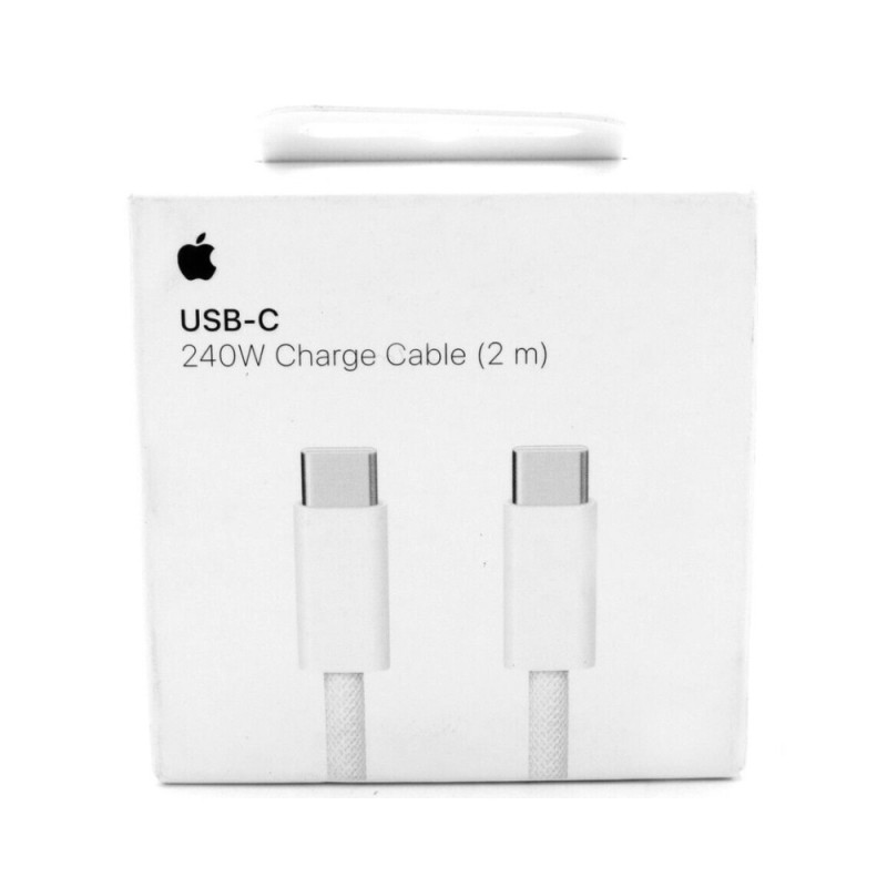 Оригинален кабел Apple USB-C - USB-C, 240W плетен, 2м, в кутия, Бял