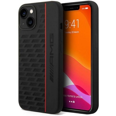 Оригинален кейс AMG Silicone Carbon Pattern, За iPhone 14 (6.1), Черен