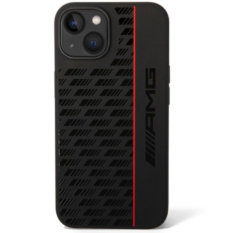 Оригинален кейс AMG Silicone Carbon Pattern, За iPhone 14 (6.1), Черен