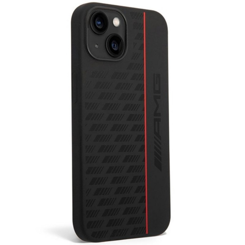 Оригинален кейс AMG Silicone Carbon Pattern, За iPhone 14 (6.1), Черен