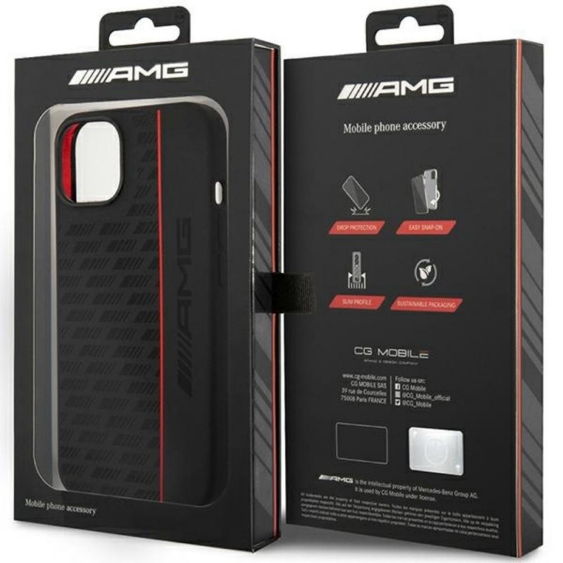 Оригинален кейс AMG Silicone Carbon Pattern, За iPhone 14 (6.1), Черен