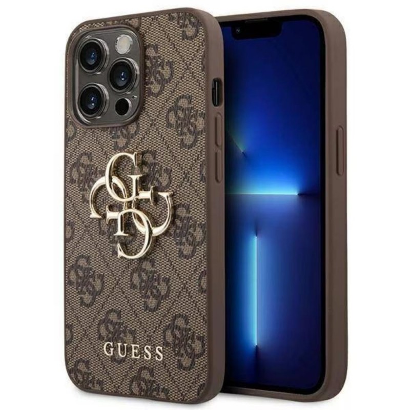 Оригинален кейс Guess 4G Big Metal Logo, За iPhone 15 (6.1), Кафяв