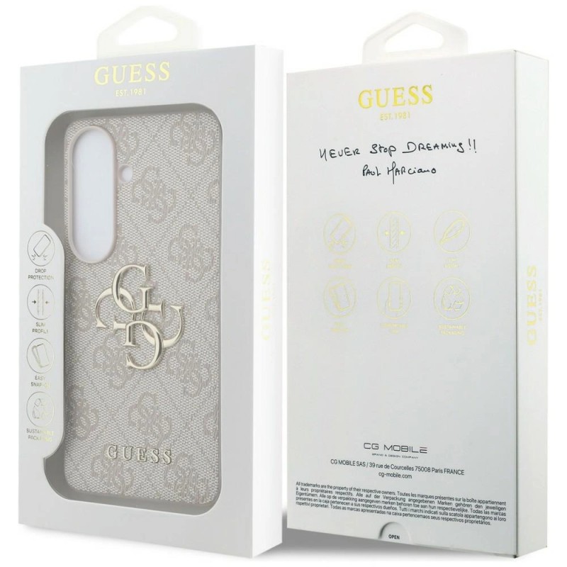 Оригинален кейс Guess 4G Big Metal Logo за Samsung Galaxy S26, розов